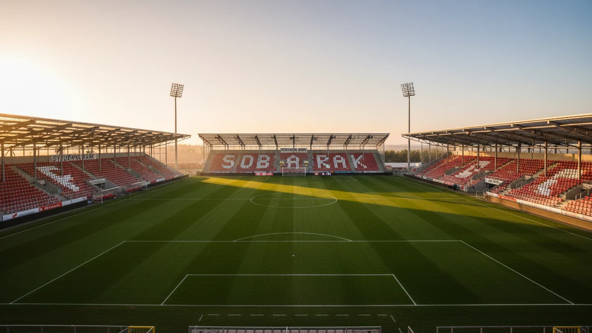 Sydbank Park stadion i Haderslev set fra tribunen
