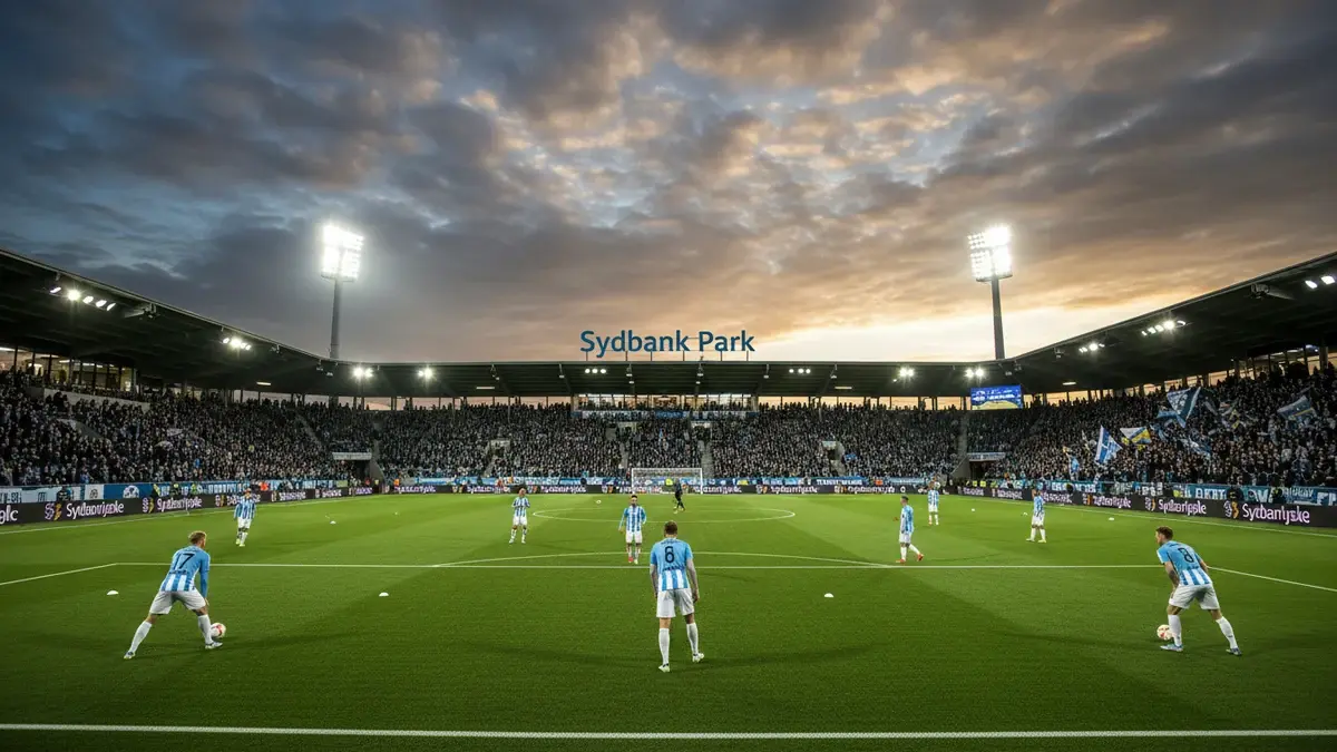 Sydbank Park stadion med Sønderjyske på banen under aftenkamp