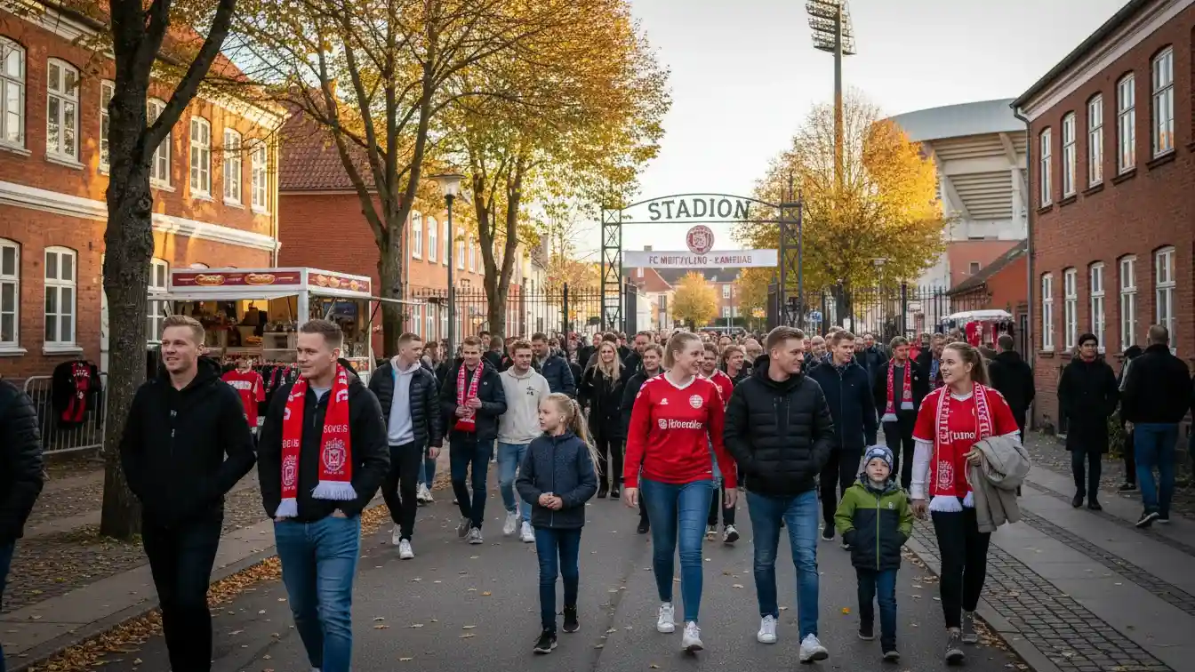 Fans ankommer til Sydbank Park på kampdag